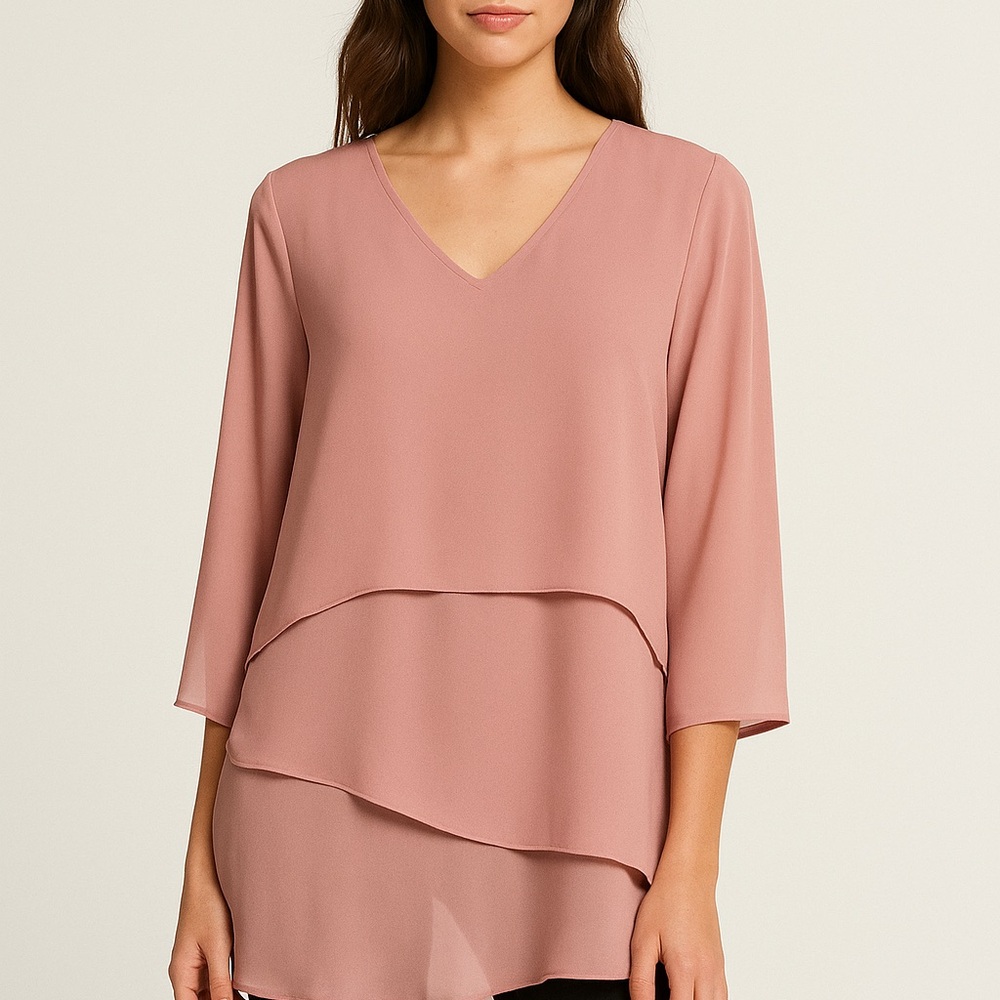 Elegant Pink Layered Women's Top